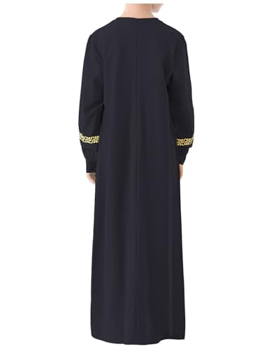 WSPLYSPJY Printed Abaya Girls Muslim Dresses Kids Prayer Robe - color: Black, size: 3-4T