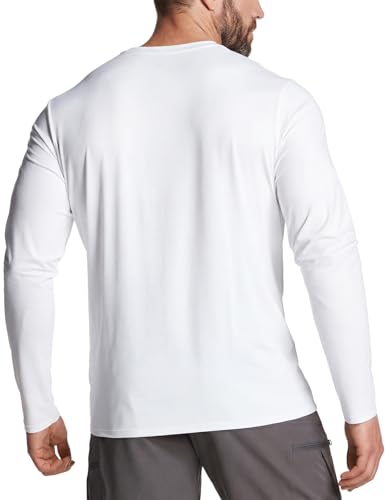 CQR Men's UPF 50+ Sun Protection Long Sleeve Quick Dry Athletic Shirts, Stretch Running Workout Hiking T-Shirts - color: Basic White, size: X-Large