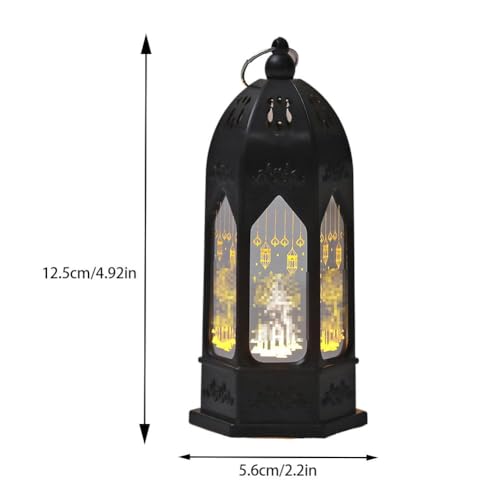 2026 Ramadan Lantern Led Gold Moon Star Castle Night Lights for Home Eid Mubarak Centerpieces Decorations Gifts Islam Muslim Festival Party Table Wall Decoration (Black)