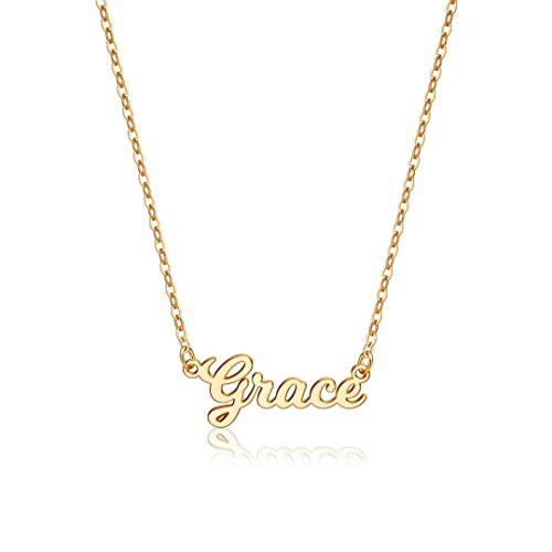 Ursteel Custom Name Necklace Personalized, 14K Gold Plated Personalized Name Necklace Dainty Name Plate Necklace Jewelry Personalized Gifts for Women - style: Grace