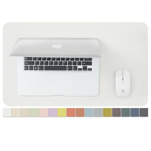 Leather Desk Mat - Small Non-Slip PU Desk Pad for Office and Home - Desk Organization and Accessories - Ideal for Large Mouse Pad and Small Desk Mats on Top of Desks (White,23.6"x 13.8") - color: White, size: 23.6" x 13.8"