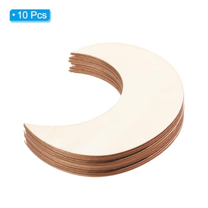 PATIKIL 5.1"x1.6" Wooden Moon, 10 Pack Unfinished Wood Moon Blank Wooden Cutouts Ornaments Natural Wood Pieces for Christmas Party Craft Projects - size: 5.1"x1.6"