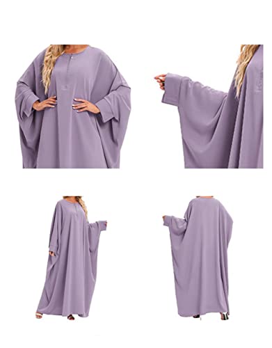 Women's One-piece Prayer Dress Muslim Abaya Dress Islamic Maxi Abaya Kaftan - color: Dark Gray