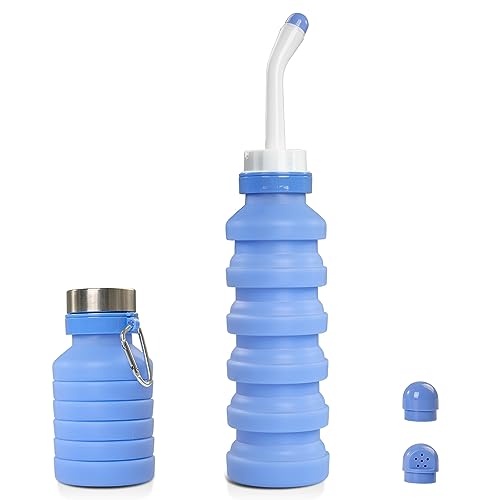 Portable Foldable Bidet 550ml – Expandable Travel Bidet for Easy Carrying, Reusable for Postnatal Care, Personal Hygiene & Travel Use（Blue）