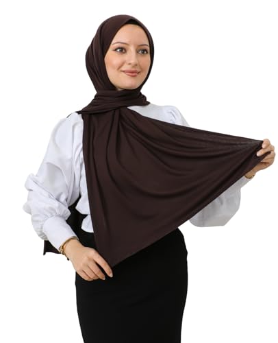 Prien Hijab for Women Viscose Scarf Lightweight Muslim Hijabs Long Shawl Islamic Scarves Turkey Silk Headscarf for Womens - color: Brown