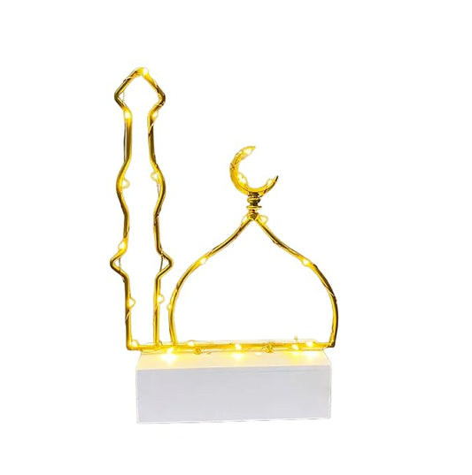 Mosque Masjid Light - Indoor Battery Yellow Artifical Bright Decorative Lights Modern for Living Room, Bedroom, Hallway, Entrance, Shelf Mount Easter