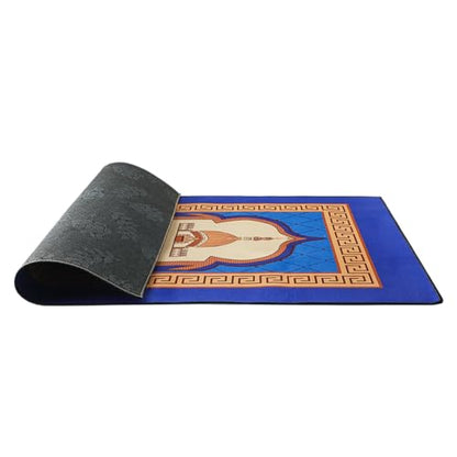 Muslim Prayer Rug Turkish Islamic Prayer Mat Thick Praying Carpet Janamaz Sajjadah Namaz Seccade Arabic Prayer Rug for Eid Ramadan - color: Blue-2