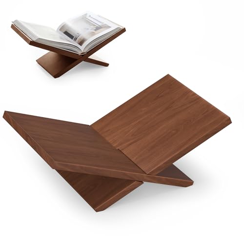 Wooden Book Stand for Display, Large Open Book Holder for Desk (Brown) - color: Brown