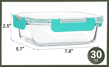 10 Packs 30 oz Glass Meal Prep Containers with Lids, Green | Glass Food Storage Containers, Airtight Lunch Bento Boxes, Microwave, Oven, Freezer and Dishwasher - color: Green