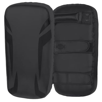 TWISTER FIGHT WEAR Lightweight Boxing Arm Pad Kick Shield | Genuine Leather Thai Pads | MMA Muay Thai Curved Pads | Martial Art Training Pads Boxing Striking Pads (Single) - color: Black/Grey