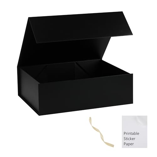 Black Gift Box,19x16x6 Extra Large Gift Boxes With Lids For Presents Includes Ribbon And Diy Printable Sticker Paper,Bridesmaid Proposal Box,Magnetic Gift Box For Birthday,Wedding,Graduation - color: 19x16x6inch-Black-Pack 1