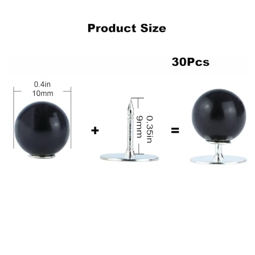 ZENGLU No-Sew Pearl Buttons, 30 Sets of 2/5 inch Removable Reusable Brooch Pins for Shirts, Blouses, Dresses, Sweaters, Shawls for Women (10mm/Black) - color: Black