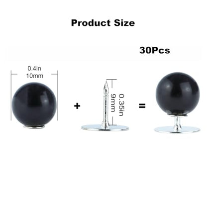 ZENGLU No-Sew Pearl Buttons, 30 Sets of 2/5 inch Removable Reusable Brooch Pins for Shirts, Blouses, Dresses, Sweaters, Shawls for Women (10mm/Black) - color: Black