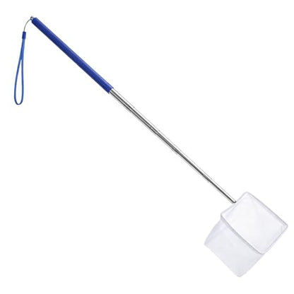 Aquarium Fish Net, 3.3 Inch Small Fish Nets with 8.7" to 39" Long Extendable Stainless Steel Handle & Small Soft Square Fine Mesh Fishs Net for Fishs Tank for Tank & Pond Food Residue Debris Skimming