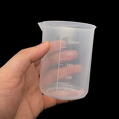 9 Pack Plastic Beakers, 300ml/10.1oz Epoxy Mixing Cups | Plastic Graduated Cup Clear Measuring Cup with 50 Pcs Mixing Sticks for Resin, Epoxy, Stain, Mixing Paint