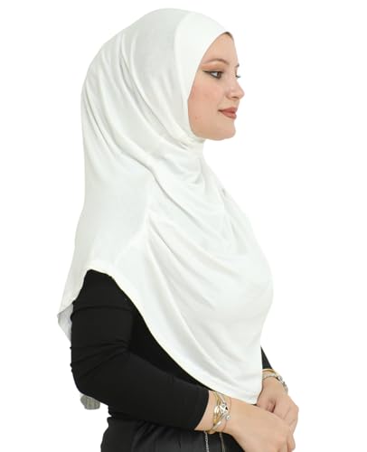 Prien Ready To Wear Hijab For Women, Instant Turban, Soft Muslim Scarf For Prayer, Long Hijabs, Islamic Clothes, Jersey Abaya - color: Cream