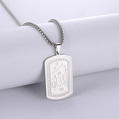 VASSAGO Allah Necklace for Women Men Stainless Steel Islamic Muslim Pendant Islam Religious Charm Jewelry Gift - color: Silver Allah Necklace