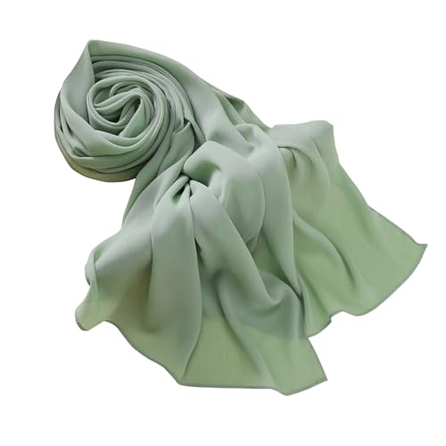 Premium Long Crinkle Chiffon Hijab Scarf for Women, Very Soft Muslim Head Scarfs - color: Mint Green