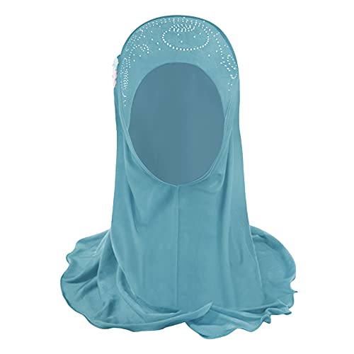Clobeau Muslim Girls Hijab Scarfs Head Wrap Scarf for Girls Age 2-4 - color: Cyan