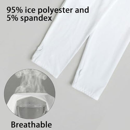 Cooling Shawl Arm Sleeves,Sun Protection with Finger Hole Anti-UV Women's tops,Comfortable Ladies Cooler Shrug - color: White
