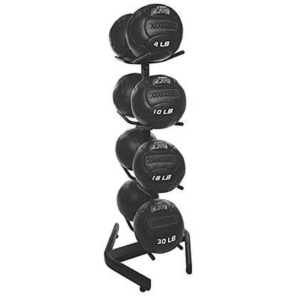 Champion Sports Rhino Promax Wall Balls - Soft Shell Non-Slip Grip for Weightlifting, Plyometrics, Cross Training, & Home Gym - style: U-Ring Double Storage Tree