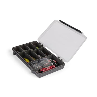 Plano StowAway 3700 50/50 Split Stow Tackle Box, with Corrosion-Preventive Rustricor, Single Latch Design, Transparent DuraView Lid, Stackable Storage for Fishing Bait, Lures and Gear - size: 3700 50/50 Split, style: New Model