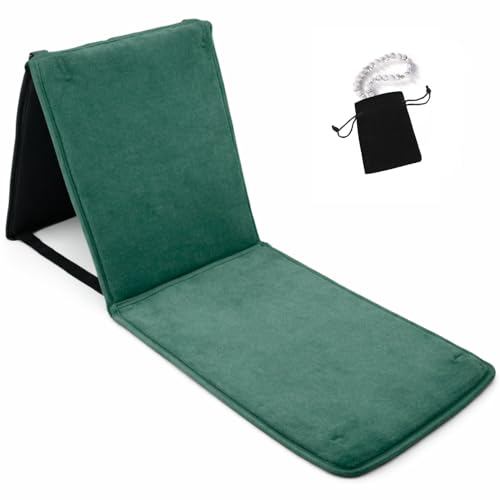Small Back Support Prayer Mat for Muslims – Foldable Prayer Rug with Backrest, Comfortable Compact Salah Mat with Islamic Design – Ideal Ramadan & Eid Gift for Men, Women & Kids (Green) - color: Green