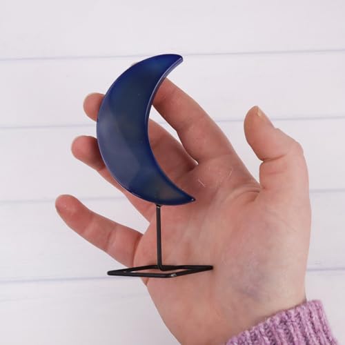 Needzo Blue Agate Crescent Moon, Meditation and Yoga Accessories, Tabletop Decorations, 4.5 Inches