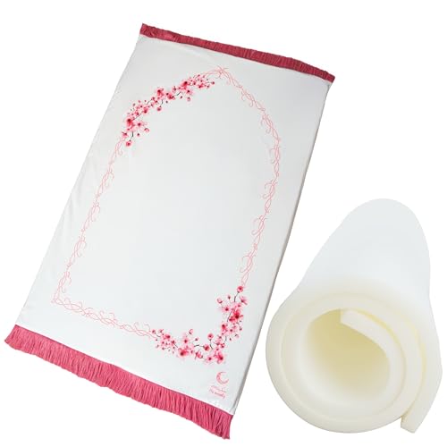 [Clearance] Padded Muslim Prayer Mat for Women - Foam Sajadah with Separate Machine Washable Cover - Thick, Soft & Portable Rug - Knee Comfort - 27 x 7 x 0.6 in - Easy to Clean