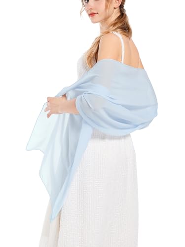 Shawls and Wraps Soft Chiffon Scarve Scarf For Evening Party Dresses Wedding Stole - color: Light Blue1