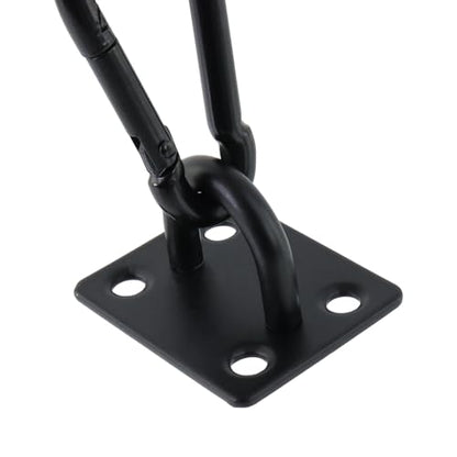 Dnyta 6Pcs Stainless Steel Ceiling Hook Pad Eye Plate Wall Mount Ring Hooks Hanging kit, Heavy Duty Marine Hardware Hook with Snap Hooks and Screws for Swing Hanging, Wall/Ceiling Mount(Medium, Black) - color: Black With Buckle, Square-shaped, size: Mediu