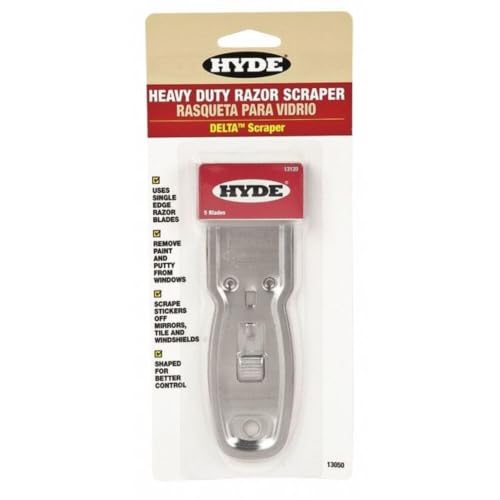 Hyde Tools 13050 Delta Heavy Duty Glass Scraper, 1 Pack , White
