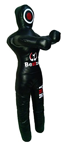Bestzo MMA Grappling Dummy,Brazilian Jiu Jitsu Dummy,Wrestling Grappling BJJ Dummy, Judo Punching Bag, Throwing Dummy for Karate,Boxing Training Black-Unfilled - color: Synthetic Leather Black, size: 70 inches (6 ft)