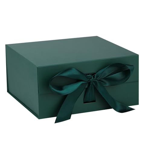 OEMVALATY Green Gift Box,8x8x4 Inches Gift Boxes with Lids for Presents with Magnetic Closure and Ribbon for Wedding,Storage,Birthday - color: 08x8x4 Inch-Green-Pack of 1