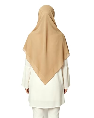 Lina & Lily Premium Chiffon Hijab Head Scarf Shawl Wrap for Muslim Women Square 58'' x 58'' - color: Camel