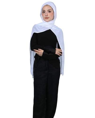 Modal Cotton Hijab Scarf for Women with Undercap Set - color: White