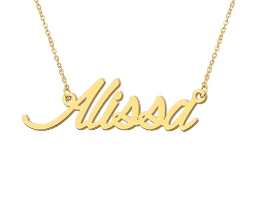 Aoloshow Personalized Name Necklace Custom Any Name Necklaces Jewelry for Womens New Mom Bridesmaid Gift - style: Gold - Alissa