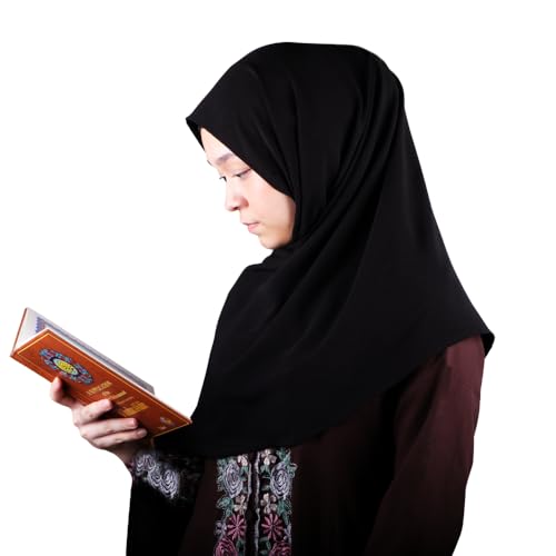 MuLanLegend Mu Lan Song Hijab | Large Non-See-Through Muslimah Headscarf Wrap | Non-Slip Women Scarf | Flowy and Drapey - color: Black