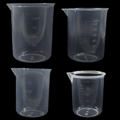 Measuring Cups, 4 Pcs, 50ml/100ml/150ml/300ml | Clear Transparent, Plastic Graduated Beakers, Lab Liquid Mixing, Kitchen Cooking Medicine - size: 50ml/1.7oz, 100ml/3.4oz, 150ml/5.1oz, 300ml/10.2oz, style: 4 Pcs