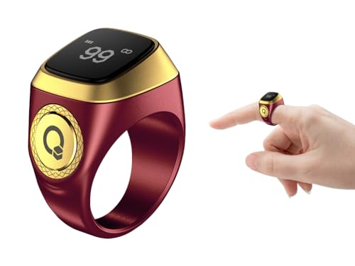Smart Ring Counter, Smart Tasbih Zikr Ring, Muslim Islamic Prayer Smart Rings,Tasbih Counter Smart Ring, Digital Electronic Smart Tally Counter, Tasbeeh Smart Counter for Prayer (Brown, 20mm)