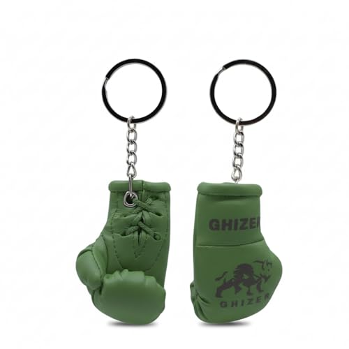 Mini Boxing Gloves Keychain (1 pcs) Premium PU Leather, Sports Lover Gift, Bag Accessory, Car Hanging for Men & Women - color: Army Green