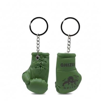 Mini Boxing Gloves Keychain (1 pcs) Premium PU Leather, Sports Lover Gift, Bag Accessory, Car Hanging for Men & Women - color: Army Green