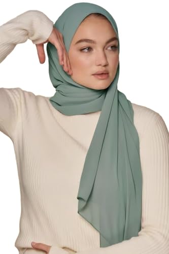 Febfim 4 PCS Muslim Women Soft Premium Solid Chiffon Hijab Scarves Shawl Long Scarf Wrap Scarves with Gift Box - color: 2025 5b