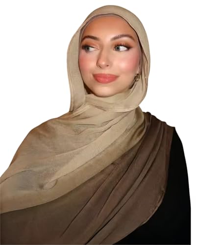 Fashion Gradient Color Hijab Scarf for Women Soft Modal Instant Jersey Hijab Head Wraps Long Shawls - color: Color 1