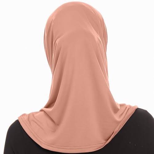 Plain Ready To Wear Amira Hijab for Women - Muslim Instant Amira Jersey Scarf – Soft Muslim One Piece Instant Hijab Headscarf - color: Cocoa