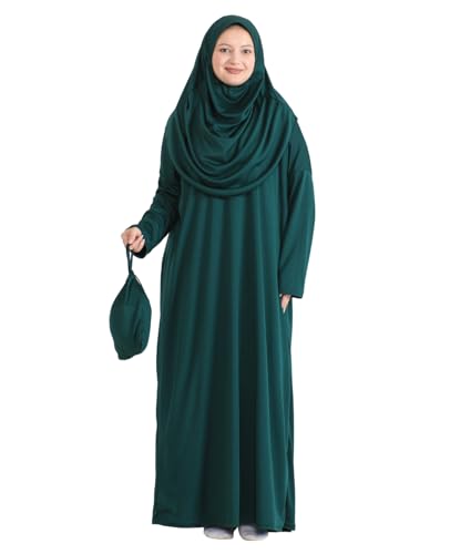 Prien Muslim Dress For Women With Hijab, Abaya, Instant Prayer Clothes Set, Islamic Wear, Dubai Kaftan Jilbab Burqa - color: Emerald, size: X-Small-XX-Large