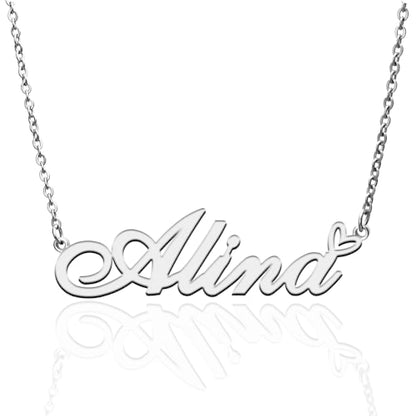 Custom Name Necklace Customized Personalized Plated Necklace for Mother Daughter Friendship Women Valentine's Day Christmas Birthday New Year Party - style: Alina Silver