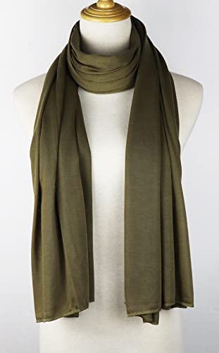 vabovin Head Wraps for Black Women Stretch Jersey Knit Turban Headwrap Solid Color Headscarf Headband Shawl - color: 06- Army Green