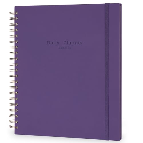 AUROPLANNER Undated Daily Planner To Do List Hourly Schedule 2027 2026 2025 Calendar & Holiday Habit Tracker 180 Pages Letter Size 8.5" x 11" Sheets Hardcover Spiral Bound Notebook (Purple Indigo) - color: Indigo