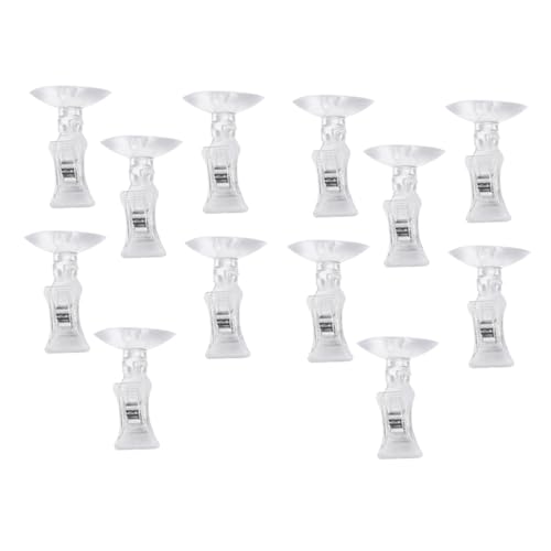 HEMOTON 12pcs Professional Cup Feeding Clips for Fish Tanks Aquarium Clamp Tool Easy Install Fish Holder Design